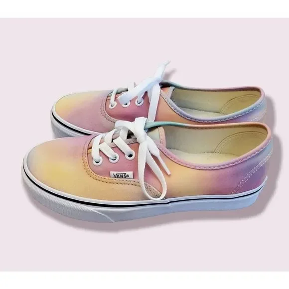 Vans Authentic Aura Shift Tie Dye Sneakers Size 7 Women's Rainbow Pastel EUC - Picture 4 of 8